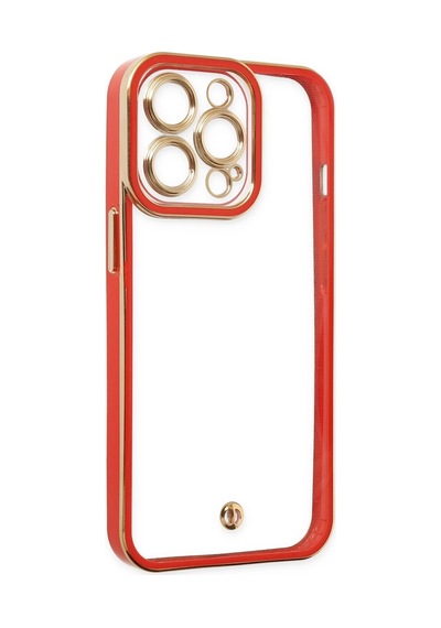Cosmotex Newface Apple, Uyumlu iPhone 13 Pro Kılıf Liva Lens Silikon - Kırmızı