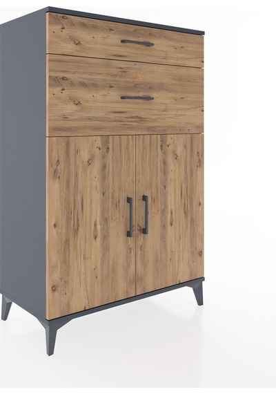 Hyperion Dolap 2 Raflı 2 Çekmeceli 2 Kapaklı 88x44x134 Antrasit-çam Antrasit Hyperion Dolap 2 Raflı 2 Çekmeceli 2 Kapaklı 88x44x134 Antrasit-çam Antrasit