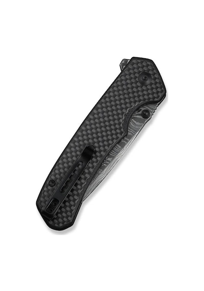 Civivi Brazen Twill Carbon Fiber Overlay On Black G10 Handle Damascus Blade Kamp Çakı Siyah