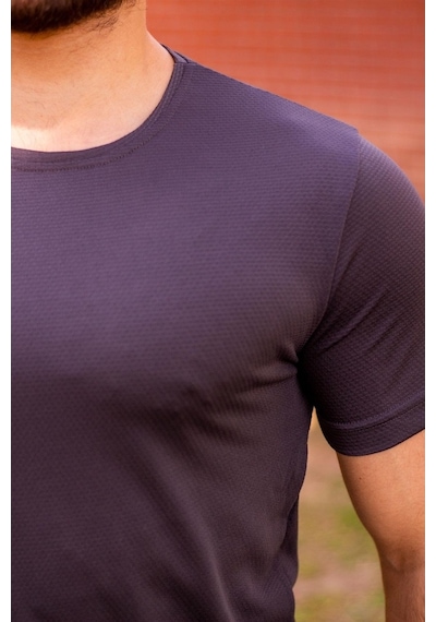 Azıcık Akıllı Füme Basic Rahat İnce Petek Kumaş Erkek Spor Tshirt 22Etshport