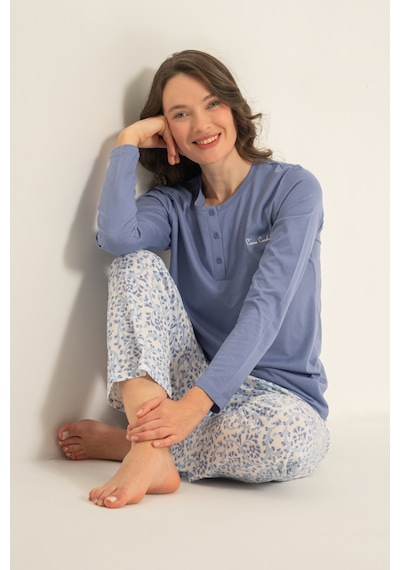Pierre Cardin 9270 Modal Uzun Kol Kadın Pijama Takımı Mavi