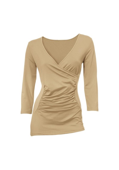 Bulalgiy Kadın Camel 3/4 Kollu Tişört - Bga105026 Camel