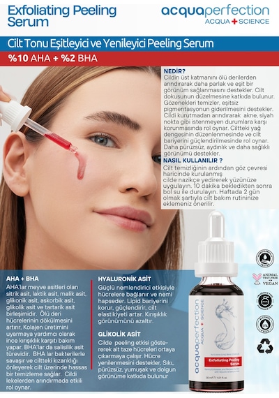 Exfoliating Cilt Tonu Eşitleyici Ve Yenileyici Kırmızı Peeling Serum 30 Ml %10 Aha %2 Bha
