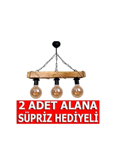 Bundera Rustik Sarkıt Halatlı Ahşap Avize Tavan Lamba Iş...