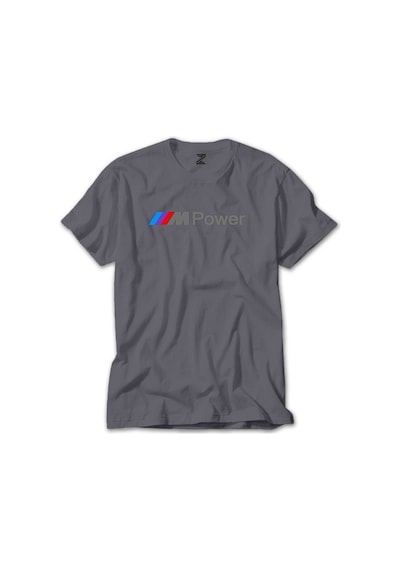 BMW M Power Text Gri Tişört Gri