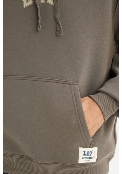 Lee Pamuklu Regular Fit Normal Kesim Kapüşonlu İçi Polarlı Sweatshirt Haki