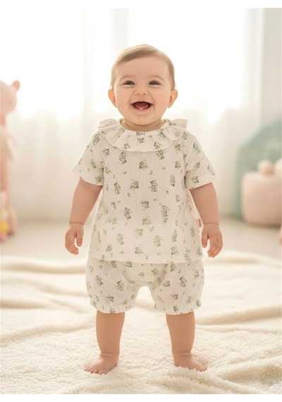 Tiffany Baby & Kids Tiffany Baby Bebek Spring Theme Müslin Fırfırlı Üst Yeşil 57140