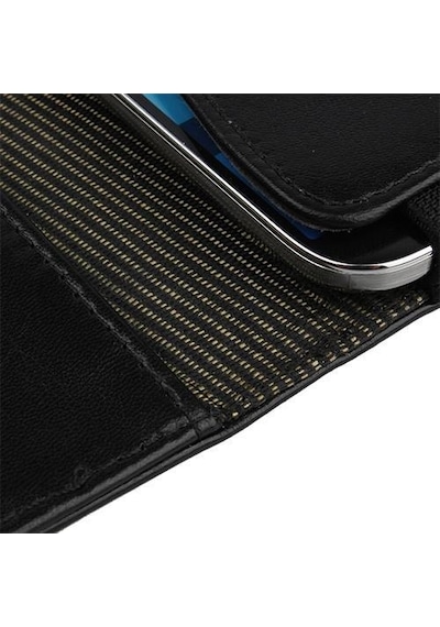 Xperia Z İle Uyumlu Yan Kapaklı Cüzdanlı Kart Bölmeli Deri Kılıf Siyah Renk