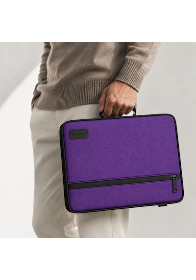 Classone 3in1 Serisi Clk143 13,14 İnch Uyumlu Tablet, Laptop El Ve Omuz Çantası Mor Siyah