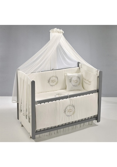 Meltem Kids Mia Anne Yanı Ahşap Sallanır Beşik 60 x 120 CM (Gri - Angel) Gri
