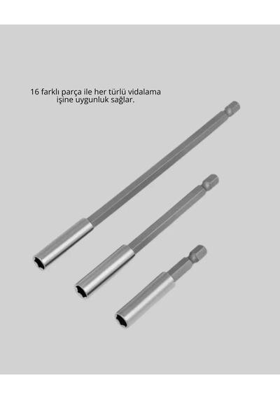 Çok Amaçlı 16lı Bits Uç Seti Dayanıklı Tornavida Adaptör 21533137