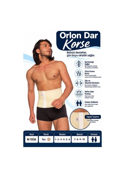 Orlon Dar Korse Unisex Bel Ve Karın Destek Korsesi M 1006 - Rylks Standart