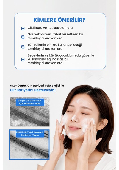 Kuru&hassas Ciltlere Hyalüronik Asit İçerikli Nemlendirici Temizleme Köpüğü Zeroıd Foaming Cleanser