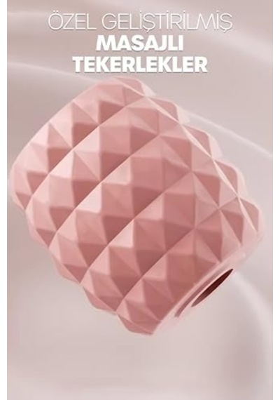 Kas Gevşetici Masaj Aleti 18 Tekerlekli Lenf Drenaj Rulosu Bacak Kol Selülit Önleyici Pembe