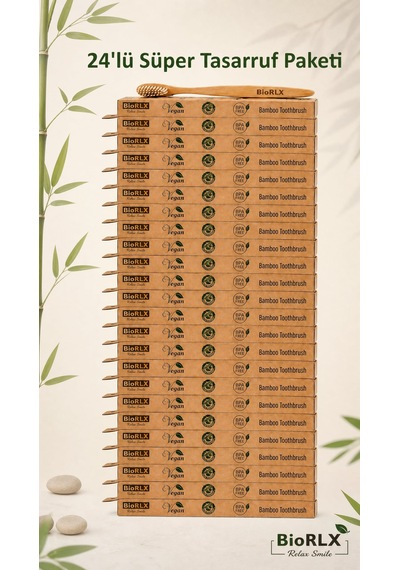 Bambu Diş Fırçası Medium 24 Adet Çevre Dostu Bpa Free - Bamboo Toothbrush