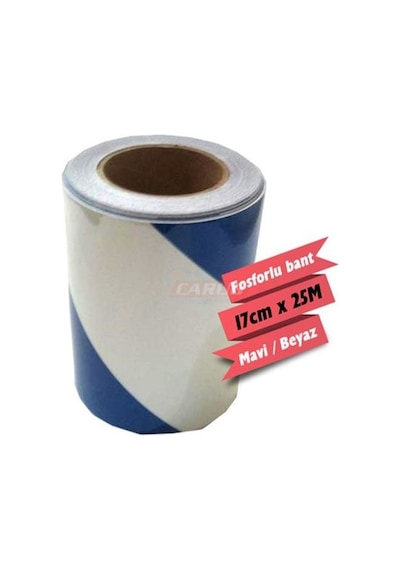 Carub Reflektif Fosforlu Çapraz Şerit Bant 17 Cm x 25 Metre Mavi Beyaz BR2406402