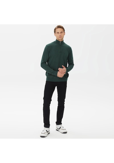 Nautica Nautıca Erkek Yeşil Standart Fıt Dik Yakalı Uzun Kollu Triko Düz S37104t Yeşil