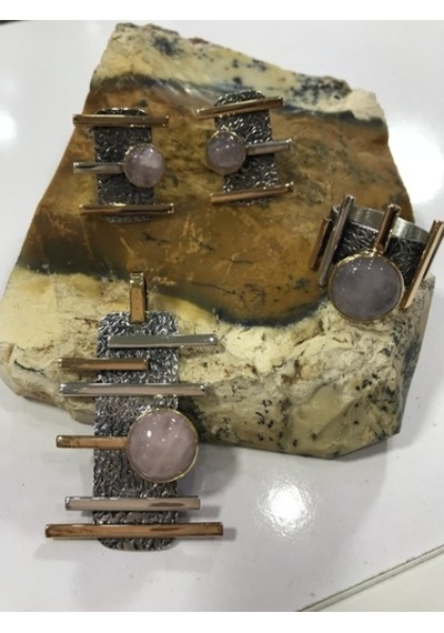 Pembe Kuvars Taşlı Gümüş Set 925 Ayar Taş (283946050)
