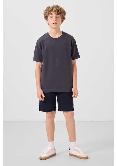 Tommylife Antrasit Pamuklu Yumuşak Dokulu Oversize Baskılı Erkek Çocuk T-shirt - 11301 Antrasit