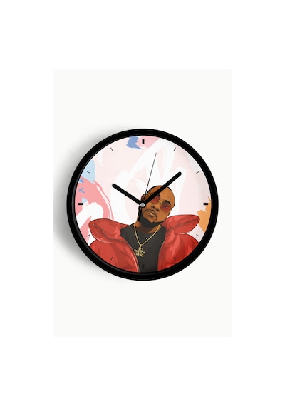 Hip-hop Esintili Erkek İllüstrasyon Modern Duvar Saati - 25cm - Önü Camlı Siyah Kasa-jh0810 Siyah