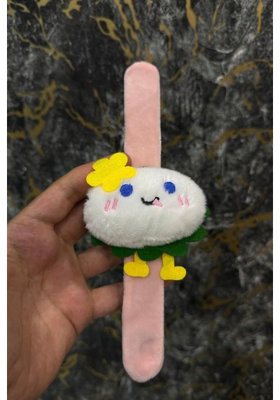 Mochi Yumurta Peluş Bileklik Oyuncak Bileğe Vurunca Sarılan Slap Bileklik, Çok Amaçlı Saç Tokası Pembe