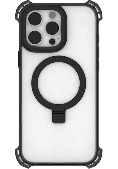 Apple Uyumlu iPhone 16 Pro Kılıf Magsafe Şarj Özellikli Raptic Dual Serisi Şeffaf Standlı Kapak Siyah