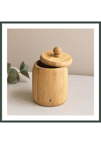 Bezos Kapaklı Ahşap Bambu Şekerlik 7.5 X 8.5 Cm Nhr Çok Renkli