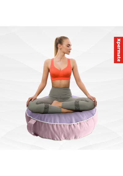 Xpermate İç Dış Mekan Meditasyon Minderi Fermuarlı Yoga Minderi Lila Pembe