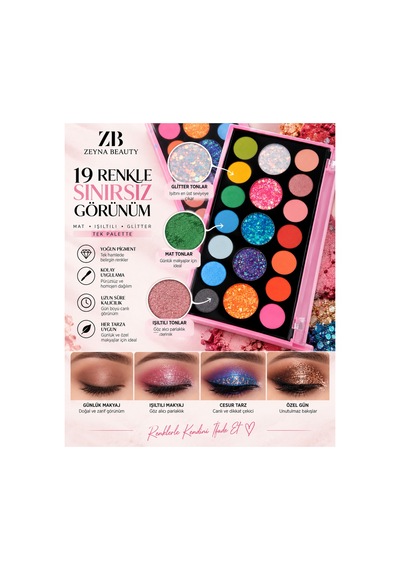 Göz Far Palet İ& Glitter Far 19'lu Makyaj Paleti - 626167969