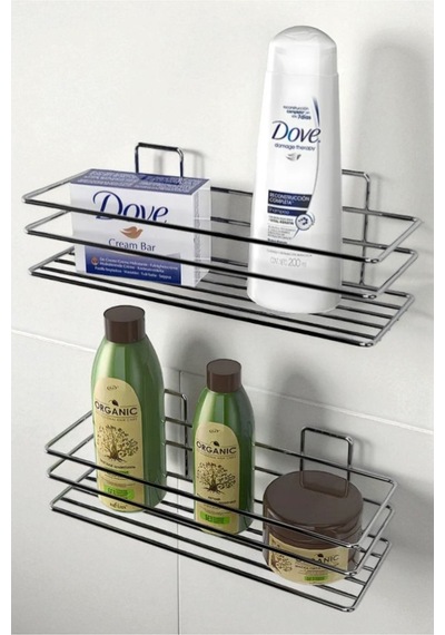 2 Adet Banyo Düzenleyici, Tek Katlı Siyah Banyo Organizer Siyah