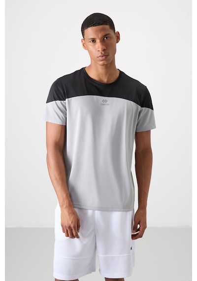 Tommy Life Gri Polyester Nefes Alan Dokulu İnce Esnek Standart Fit Erkek Performans T-shirt - 88386 Gri