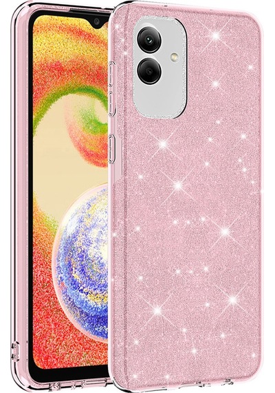 Samsung Galaxy Uyumlu A04 Kılıf Zore Shining Silikon-Pembe Pembe
