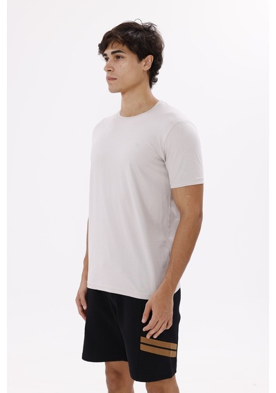 Rowinger Rahat Kesim Pamuklu Bisiklet Yaka Basic Tişört Grey