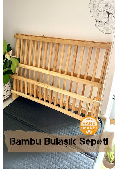 El Yapımı Bambu Katlanabilir Tabaklık & Bulaşıklık 43 X 34 Cm