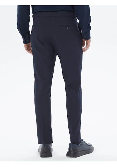Kip Lacivert Dokuma Regular Fit Casual Pantolon Lacivert