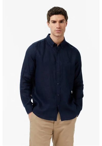 Nautica Erkek Lacivert Regular Fit Keten Gömlek-15328