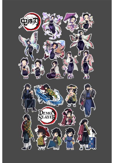 Giyu Tomioka-shinobu Kochō -demon Slayer-2li Çıkartma-etiket-süsleme-hediye- Başarı Çıkartmaları