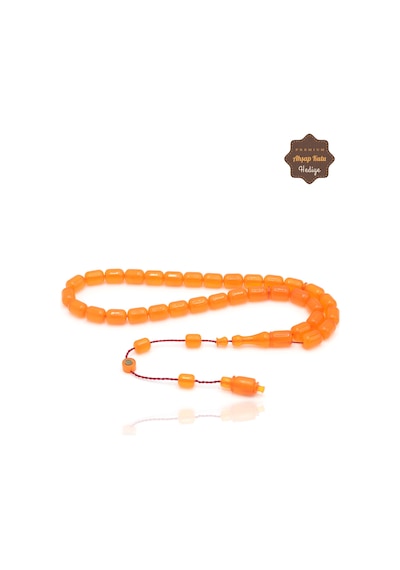 Turuncu 11 X 8 Mm Özel Sistem Püsküllü Kapsül Kesim Zar Kehribar Tesbih 201025510