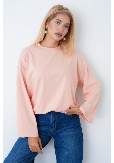 Herkesemoda Kadın Tesettüre Uygun Geniş Kollu Body Somon