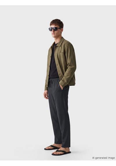 Lcw Vision Antrasit Regular Fit Erkek Keten Görünümlü Pantolon