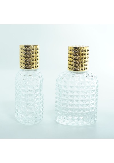 Ferdenferda 25 Adet Boş Cam Parfüm Şişe 50 ML Oval Noktalı Kristal Model Şeffaf