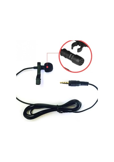 Öğretim 1.5 M Mini Yaka Mikrofonu Tip C Metal Klip Yaka Mikrofonu 3.5mm Black 1.5m