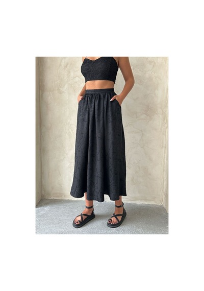 Verymoda Nakışlı Etek F1901 Siyah Siyah