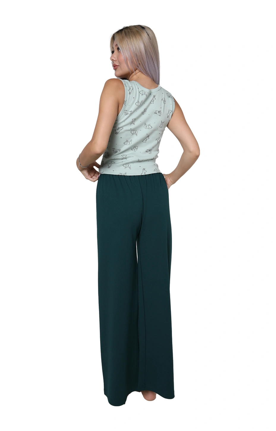 Akbeniz Kadın Kalın Askılı Body Bol Paça Pantolon 2 Li Takım Su Yeşili 4218 SU YEŞİLİ Akbeniz Kadın Kalın Askılı Body Bol Paça Pantolon 2 Li Takım Su Yeşili 4218 SU YEŞİLİ