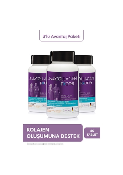 Suda Collagen Fxone Hidrolize Kolajen,glukozamin,vitamin C,msm,boswella,eklem- Kemik 60 Tablet X3 Adet