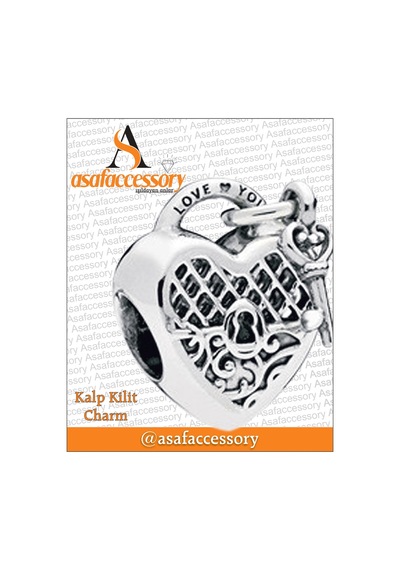 Kalp Kilit Charm Gümüş
