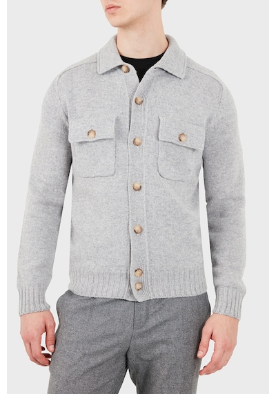 Gran Sasso % 100 Yün Regular Fit Düğmeli Cepli Örme Erkek Ceket 13109 25079 071 Gri