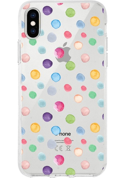 Apple Uyumlu iPhone Xs İle 1mm Slim Fit Water Color 6 Baskılı Şeffaf Kılıf