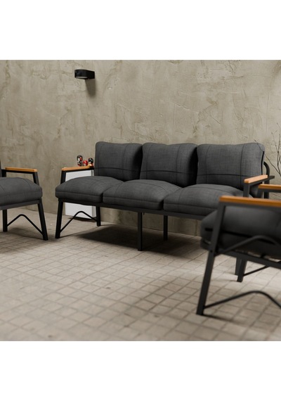 Mb Garden Furnıture Simetri Model, Balkon, Bahçe, Cafe, Metal Koltuk Takımı, Bahçe Takımı , Çay Seti, 2+1 Antrasit