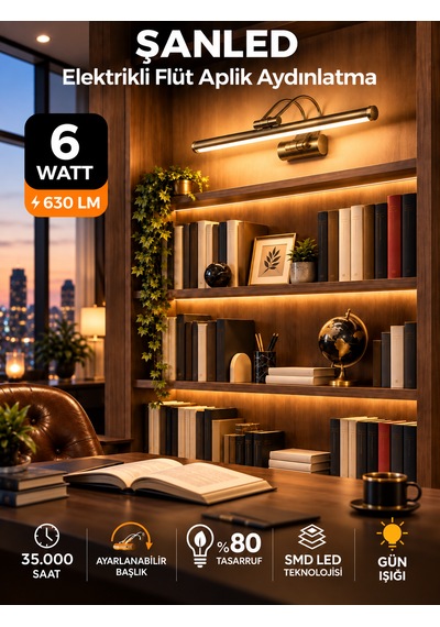 6w Elektrikli Flüt Led Aplik Eskitme Renk Gün Işığı Ayarlanabilir Başlık 1 Adet